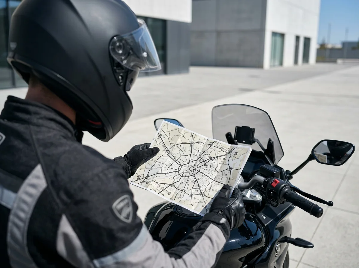 Chauffeur expert consultant son itinéraire avant un trajet urbain